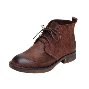 Autumn Handmade Retro Lace-up Suede Ankle Boots