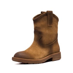 Handmade Genuine Leather Anti-slip Suede Mid-calf Boots