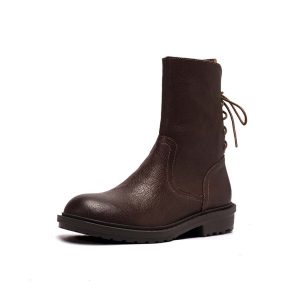 Real Leather Non-slip Waterproof Back Lace-up Boots