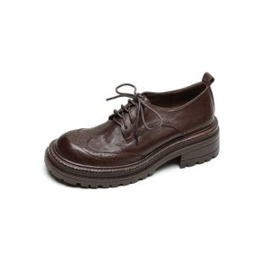 Handmade Round Toe Brogue Style Oxford Shoes
