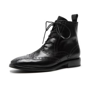 Vintage British Style Lace Up Brogue Oxford Boots
