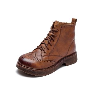 Winter Autumn  Brogue Style Wide Toe Box Oxford Boots