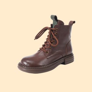 Wide Toe Box Non-slip Leather Retro Ankle Boots