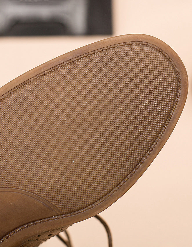 Real Leather Three Tone Lace-up Brogue Oxford Shoes Women - Image 13